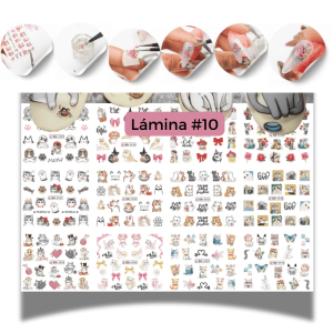 Plancha de 12 Hojas de Calcomanías Tatuajes para Uñas - 10