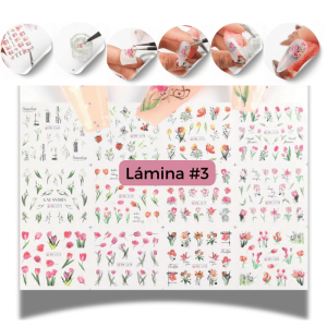 Plancha de 12 Hojas de Calcomanías Tatuajes para Uñas - 3