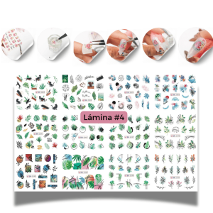 Plancha de 12 Hojas de Calcomanías Tatuajes para Uñas - 4
