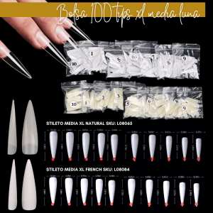 TIPS STILETO XXL MEDIA LUNA - NATURAL
