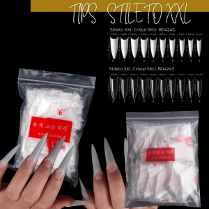 TIPS EXTRA LARGOS  DIFERENTES FORMAS BOLSA 500 - STILETO XXL, CLEAR